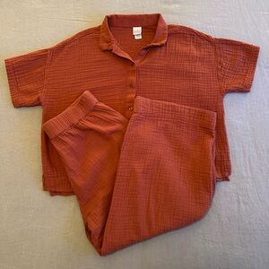 Hanna Andersson Women’s 100% Cotton Cropped Terracotta Matching Set Large